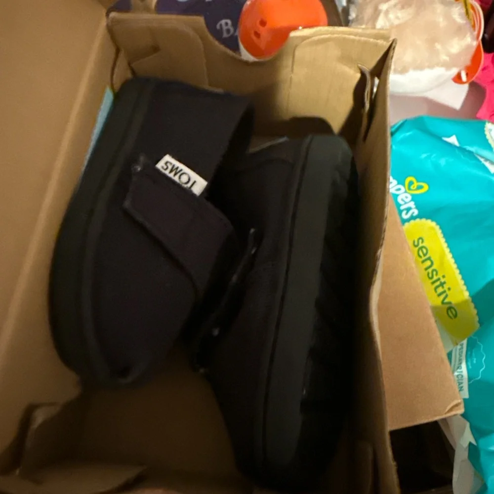Toms Black Canvas Baby & Walker Shoes